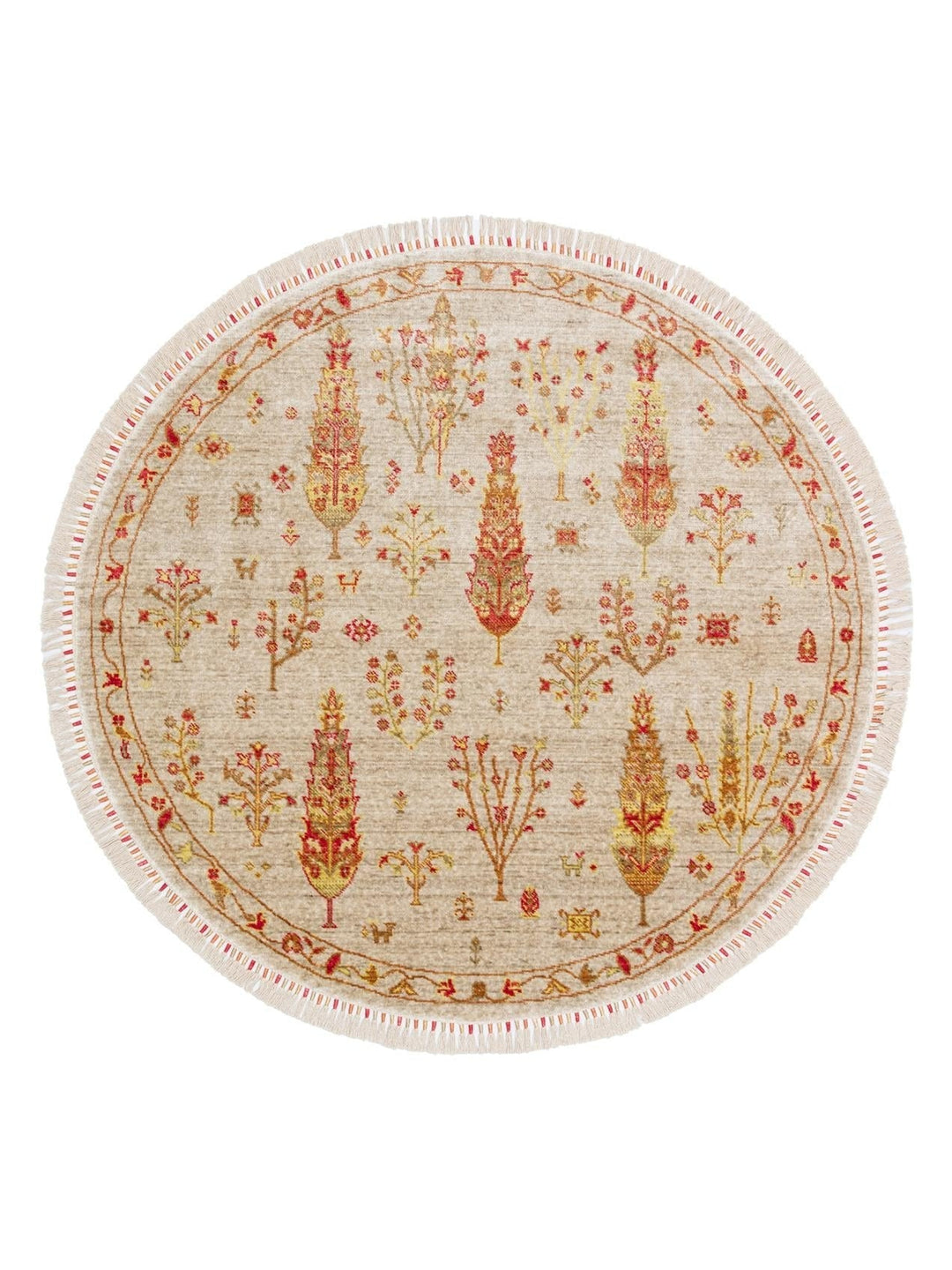 Oushak Carnaval %100 Naturel Kolay Temizlenir El Emeğiyle Üretilen TENCEL™ Modern Uşak Halısı 08 BEIGE AUTUMN Q - Carpetdocia