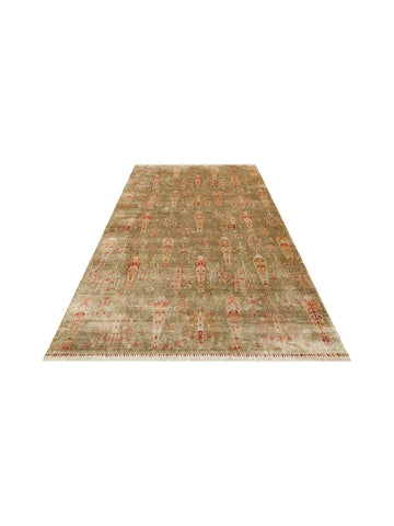 Oushak Carnaval Tapis Uşak Moderne TENCEL™ 100 % Naturel, Facile à Nettoyer, Fait Main 08 GREEN AUTUMN  
