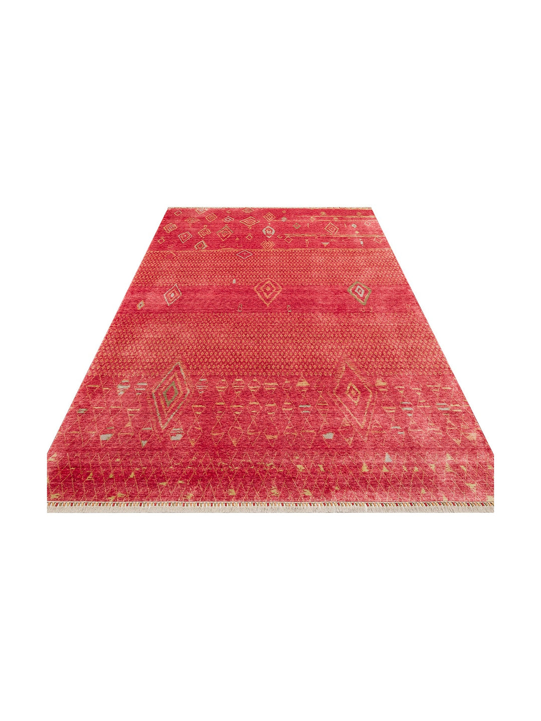 Oushak Carnaval %100 Naturel Kolay Temizlenir El Emeğiyle Üretilen TENCEL™ Modern Uşak Halısı 15 RED - Carpetdocia