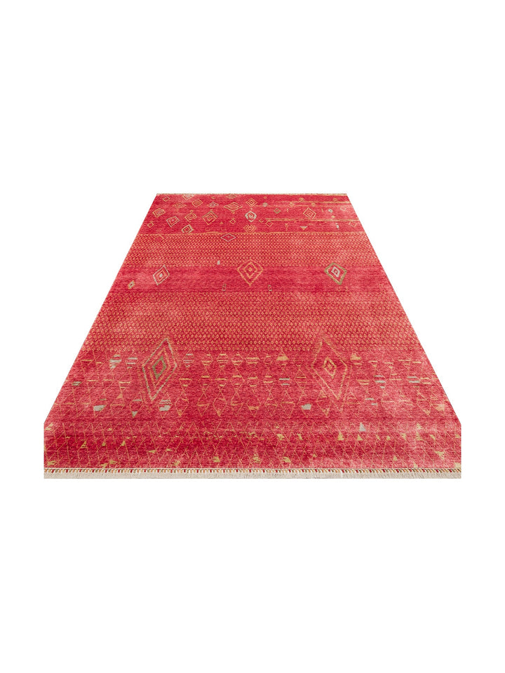 Oushak Carnaval %100 Naturel Kolay Temizlenir El Emeğiyle Üretilen TENCEL™ Modern Uşak Halısı 15 RED - Carpetdocia