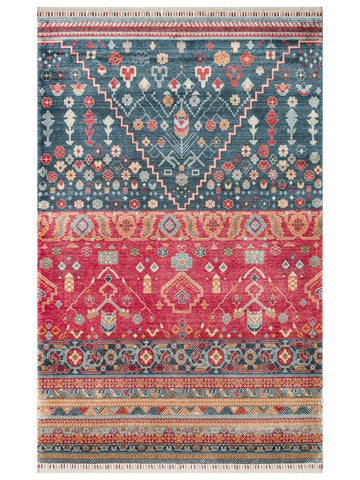 Oushak Carnaval 100% Natural Easy to Clean Handmade TENCEL™ Modern Uşak Carpet 17 NAVY MULTY