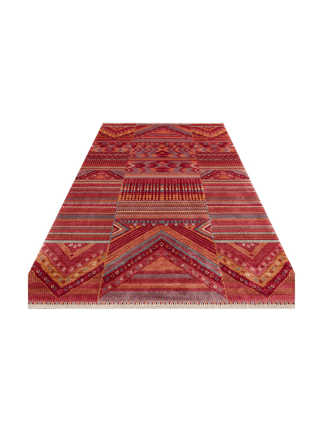 Oushak Carnaval %100 Naturel Kolay Temizlenir El Emeğiyle Üretilen TENCEL™ Modern Uşak Halısı 18 REDM - Carpetdocia