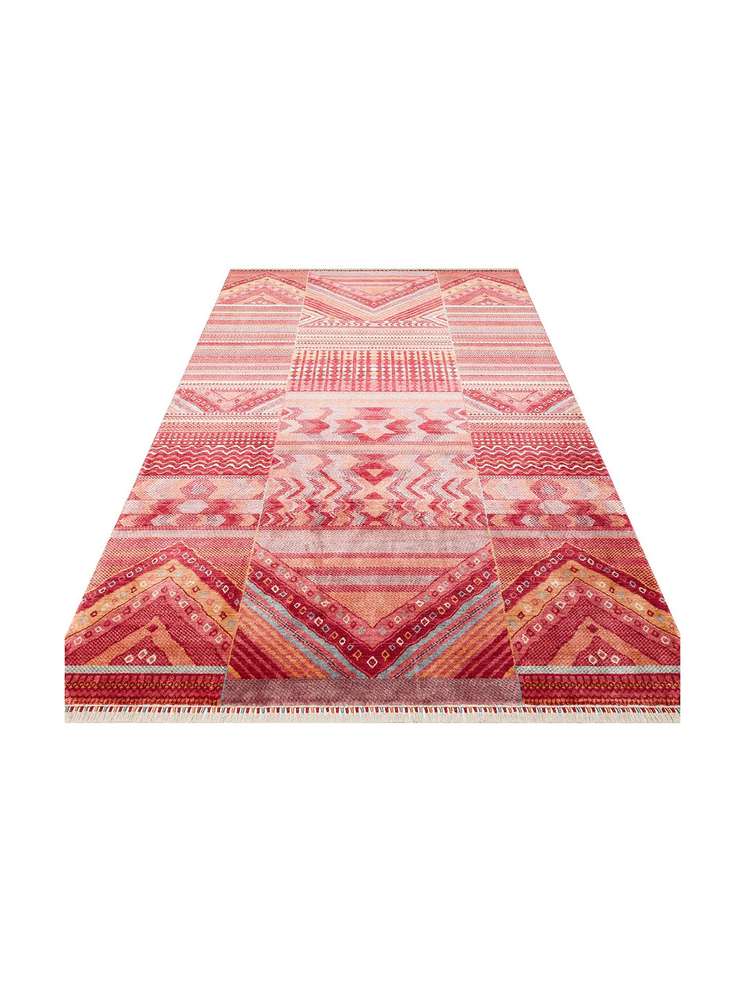Oushak Carnaval %100 Naturel Kolay Temizlenir El Emeğiyle Üretilen TENCEL™ Modern Uşak Halısı 18 REDM - Carpetdocia