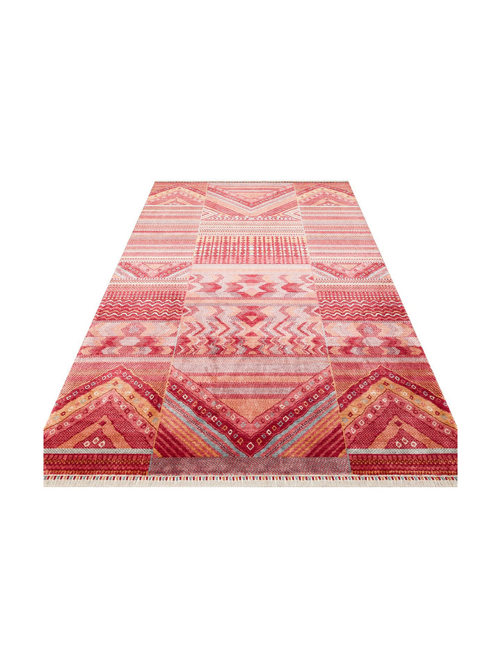 Oushak Carnaval %100 Naturel Kolay Temizlenir El Emeğiyle Üretilen TENCEL™ Modern Uşak Halısı 18 REDM - Carpetdocia