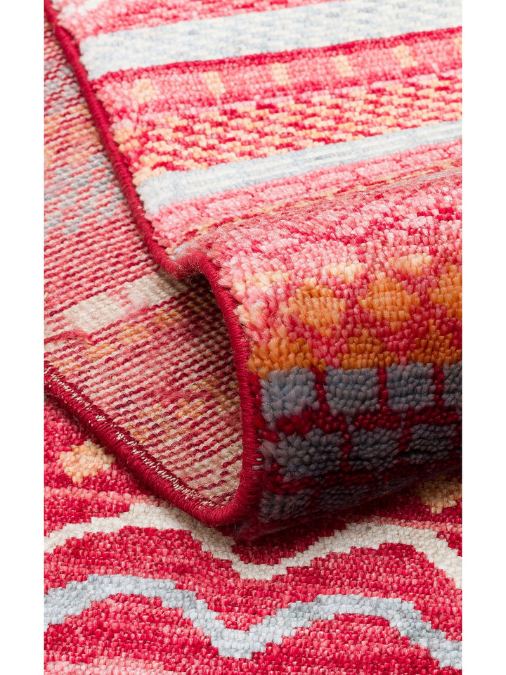 Oushak Carnaval %100 Naturel Kolay Temizlenir El Emeğiyle Üretilen TENCEL™ Modern Uşak Halısı 18 REDM - Carpetdocia