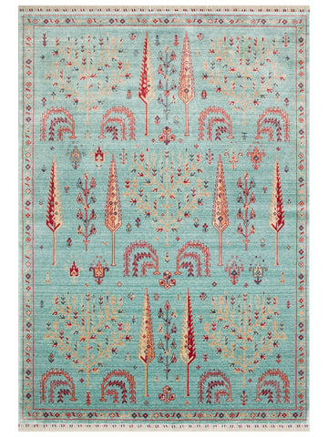 Oushak Carnaval 100% Natural Easy to Clean Handcrafted TENCEL™ Modern Uşak Rug 22 TURQUOISE