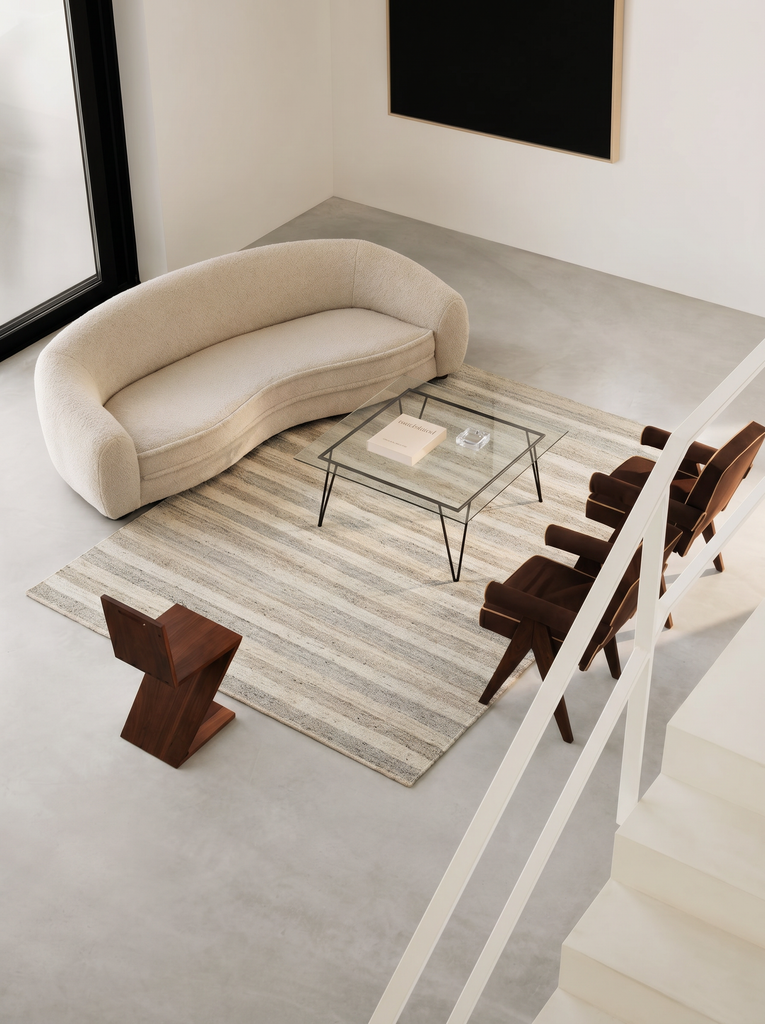 Série Paglia Tapis fait main à nœuds sumak 100 % laine naturelle de Nouvelle-Zélande pour salon, séjour PIERRE