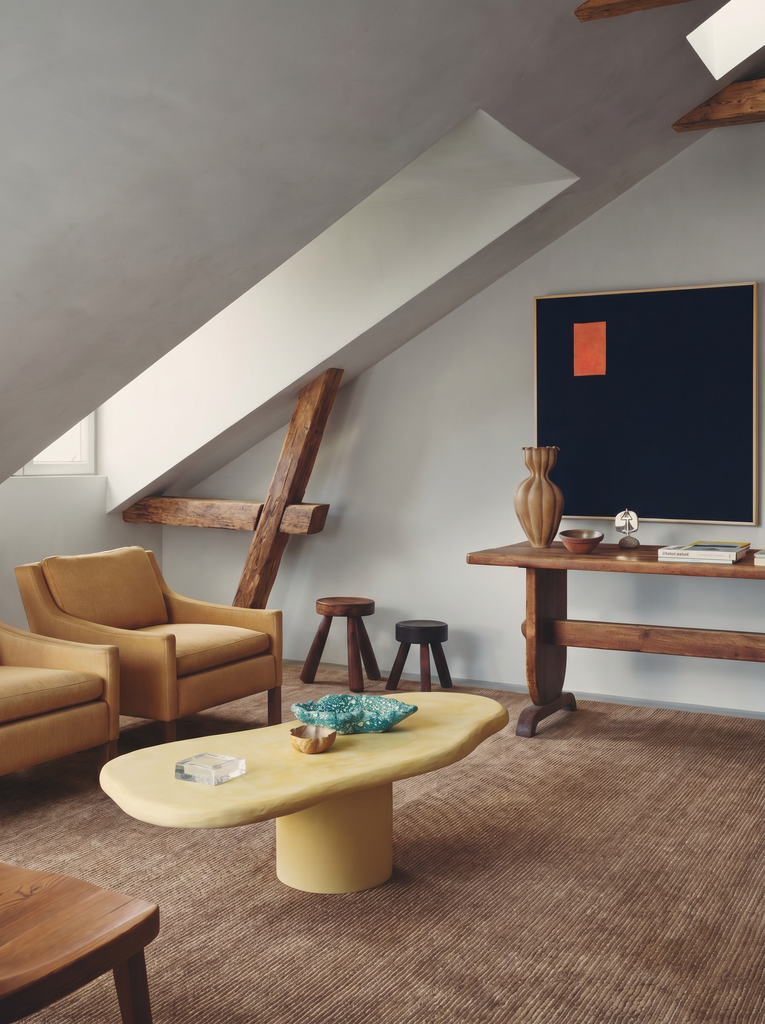 Tapis de salon moderne tissé à la main en viscose, laine et coton 100 % naturel de la série Portofino BROWN  