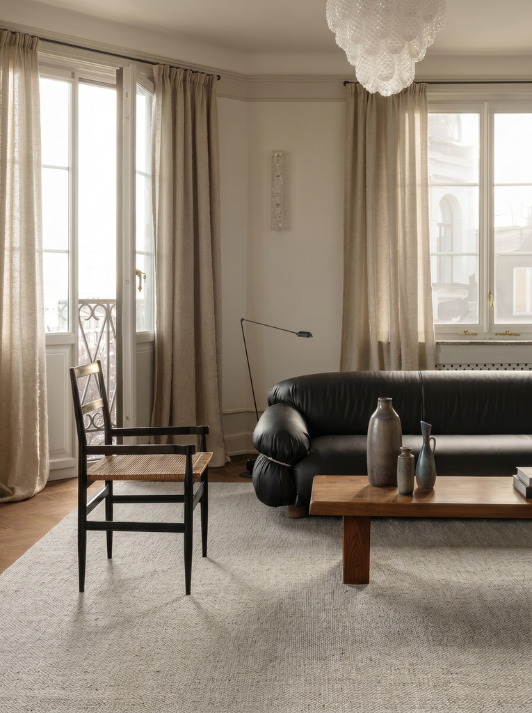 Puralana Serie 100% natürliche Wolle und Baumwolle handgewebter skandinavischer Wohnzimmer-, Sitz- und Schlafzimmerteppich GRY