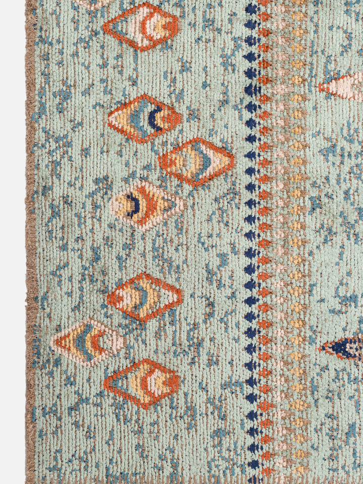 Ruggadocia Gabbe İndigo Tribal Desenli Halı detay