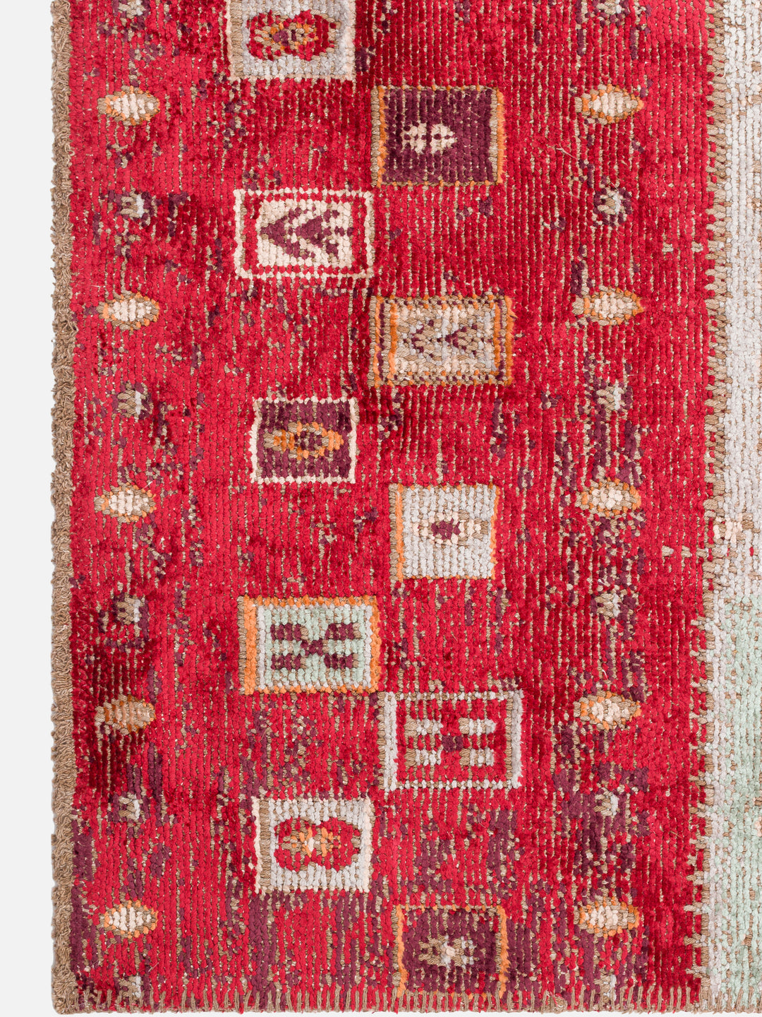 Ruggadocia Kaşkuli Lori Tribal Desenli Halı Kırmızı detay