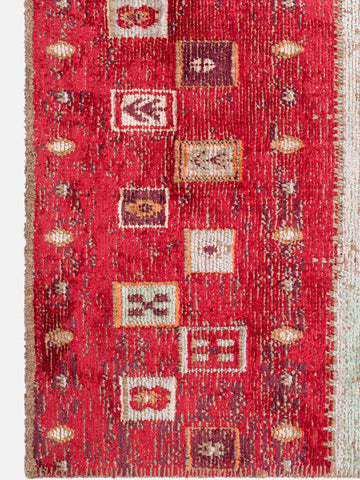 Ruggadocia Kaşkuli Lori Tribal Desenli Halı Kırmızı detay