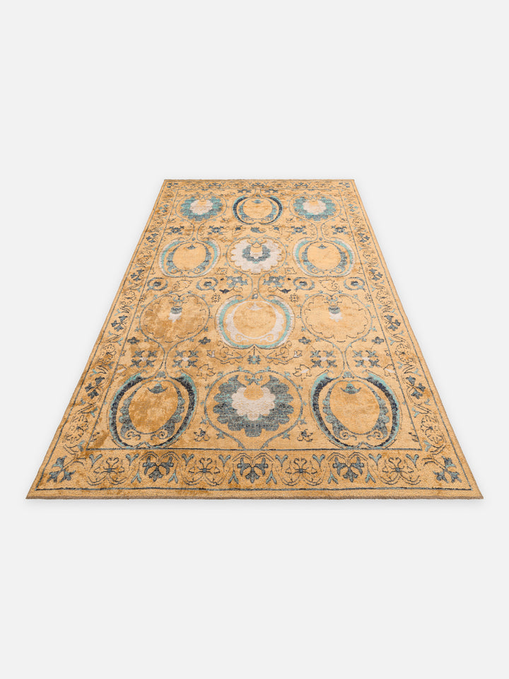 Ruggadocia Mughal Altın Madalyon Desenli Halı detay