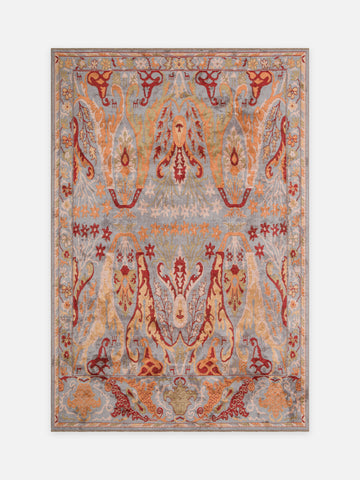 Ruggadocia Voysey Azur Botanik Desenli Halı kuşbakışı