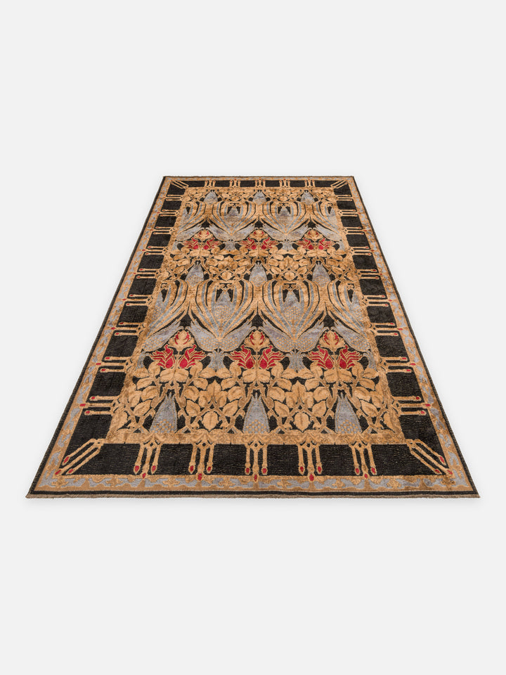 Ruggadocia Voysey Lacivert Palmiye Desenli Halı detay