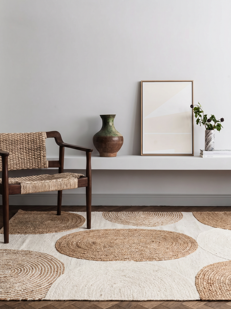 Tapis Tissé Main Woolstar 902NATWHITE 100 % Naturel à Motif Kazak pour Salon, Séjour, Couloir et Entrée